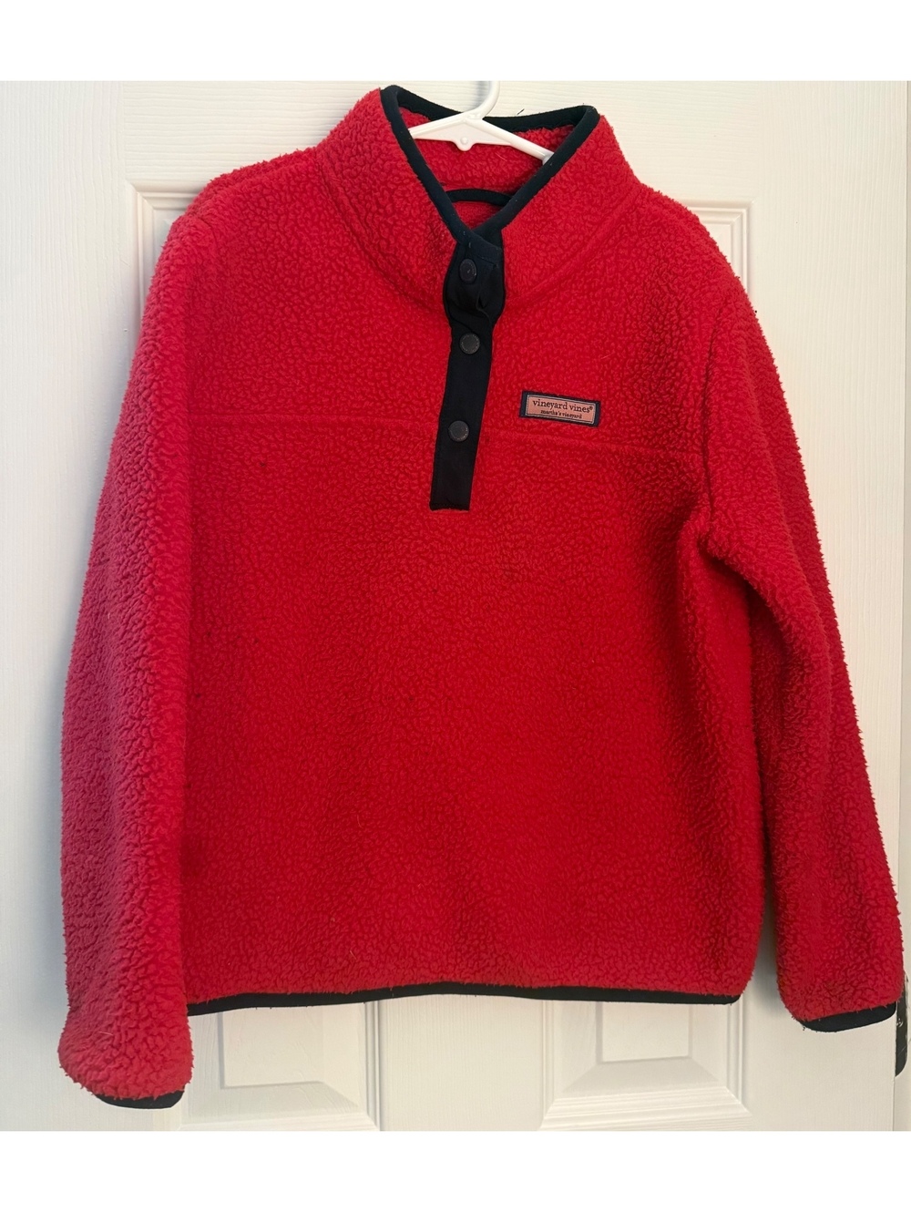 Vineyard Vines red sherpa snap pullover